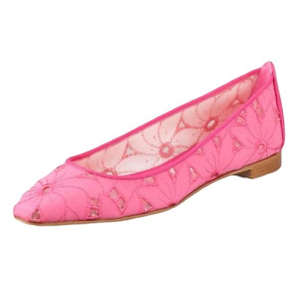 Manolo Blahnik Shoes - Manolo Blahnik Leela Linen Eyelet Ballerina Flat